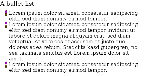 Bullet point list